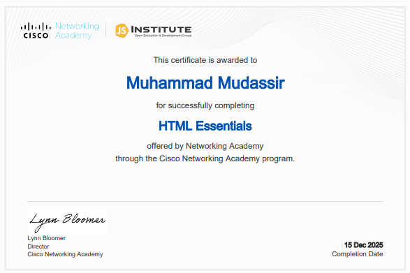 HTML Certificate